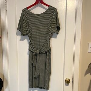 Caution To The Wind Green Tie Midi Dress